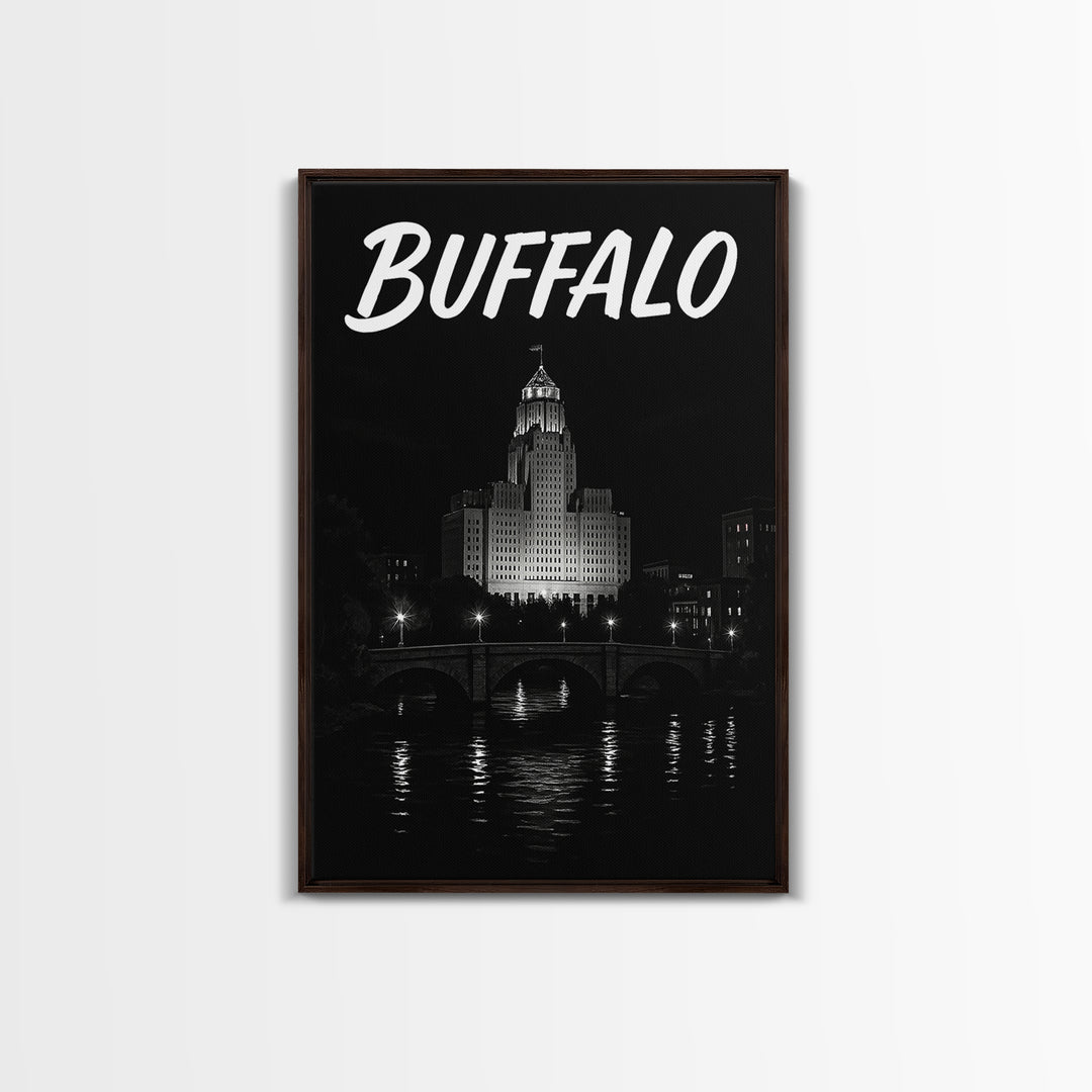 Buffalo Travel Poster, Canvas Print, Black And White Travel Art, Buffalo Poster Print, Travel Poster Art, Travel Poster Set, Travel Print