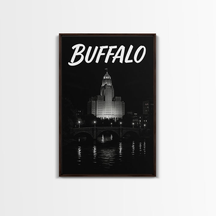Buffalo Travel Poster, Canvas Print, Black And White Travel Art, Buffalo Poster Print, Travel Poster Art, Travel Poster Set, Travel Print