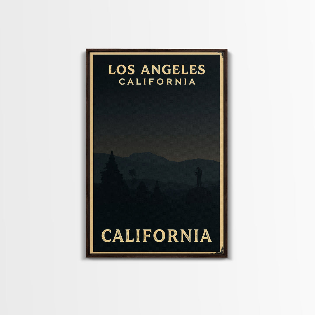California Travel Poster, Framed Canvas Print, Night Street Poster Art, California Poster Print, Eclectic Wall Decor, City Art Print