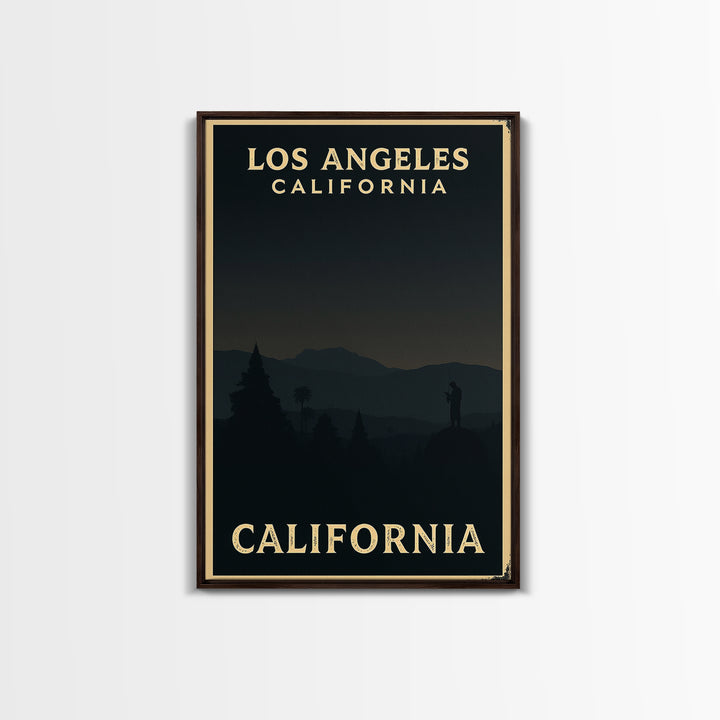 California Travel Poster, Framed Canvas Print, Night Street Poster Art, California Poster Print, Eclectic Wall Decor, City Art Print