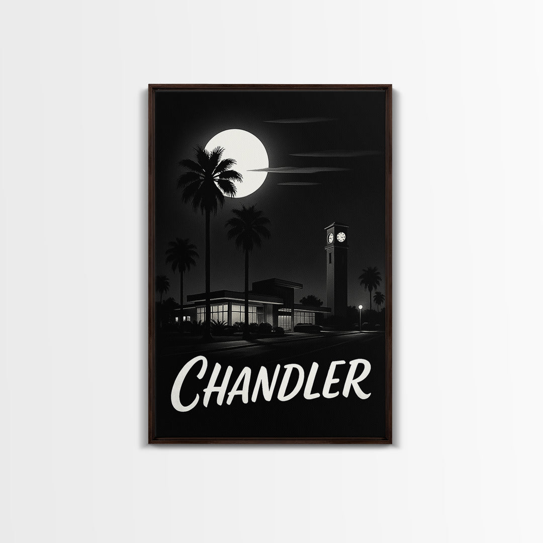 Chandler Arizona Travel Poster, Canvas Print, Black And White Travel Art, Chandler Travel Art, Vintage City Art, Skyline Art, Art Print