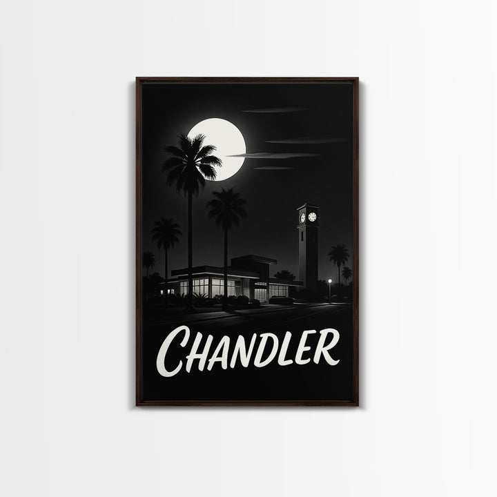 Chandler Arizona Travel Poster, Canvas Print, Black And White Travel Art, Chandler Travel Art, Vintage City Art, Skyline Art, Art Print