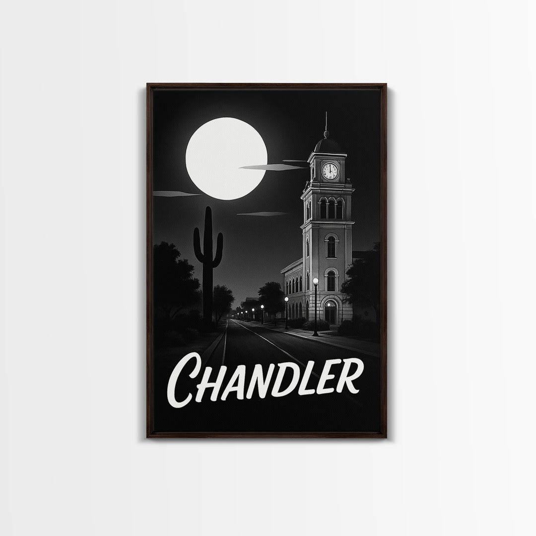 Chandler Travel Poster, Canvas Print, Black And White Travel Art, Chandler Wall Art, Eclectic Wall Decor, Watercolor Cityscape