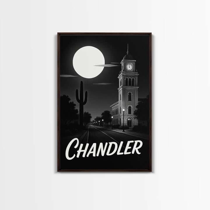 Chandler Travel Poster, Canvas Print, Black And White Travel Art, Chandler Wall Art, Eclectic Wall Decor, Watercolor Cityscape