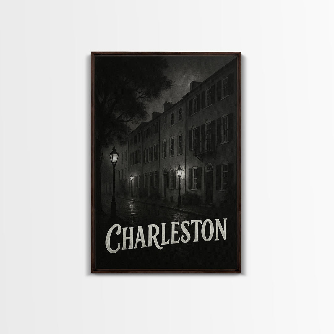 Charleston South Carolina Travel Poster, Canvas Print, Black And White Travel Art, Charleston Travel Art, Fine Art Print, Travel Wall Art