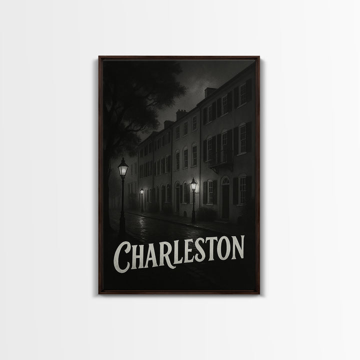 Charleston South Carolina Travel Poster, Canvas Print, Black And White Travel Art, Charleston Travel Art, Fine Art Print, Travel Wall Art