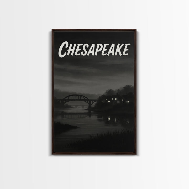 Chesapeake Virginia Travel Poster, Canvas Print, Vintage Noir Poster Art, Chesapeake Wall Art, Fine Art Print, Wall Art, City Art Print