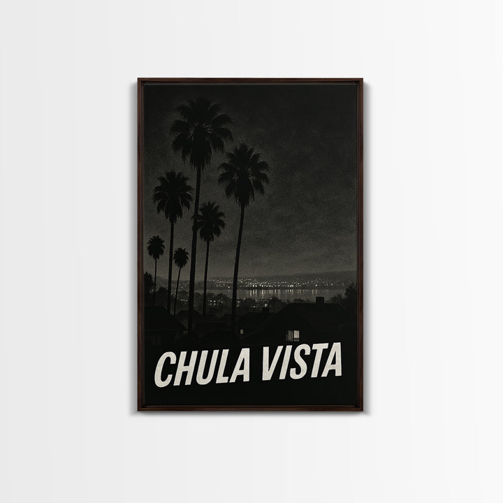 Chua Vista Travel Poster, Canvas Print, Dark Moody City Wall Art, Chua Vista Wall Art, Wanderlust Decor, Retro Travel Print, Poster Print
