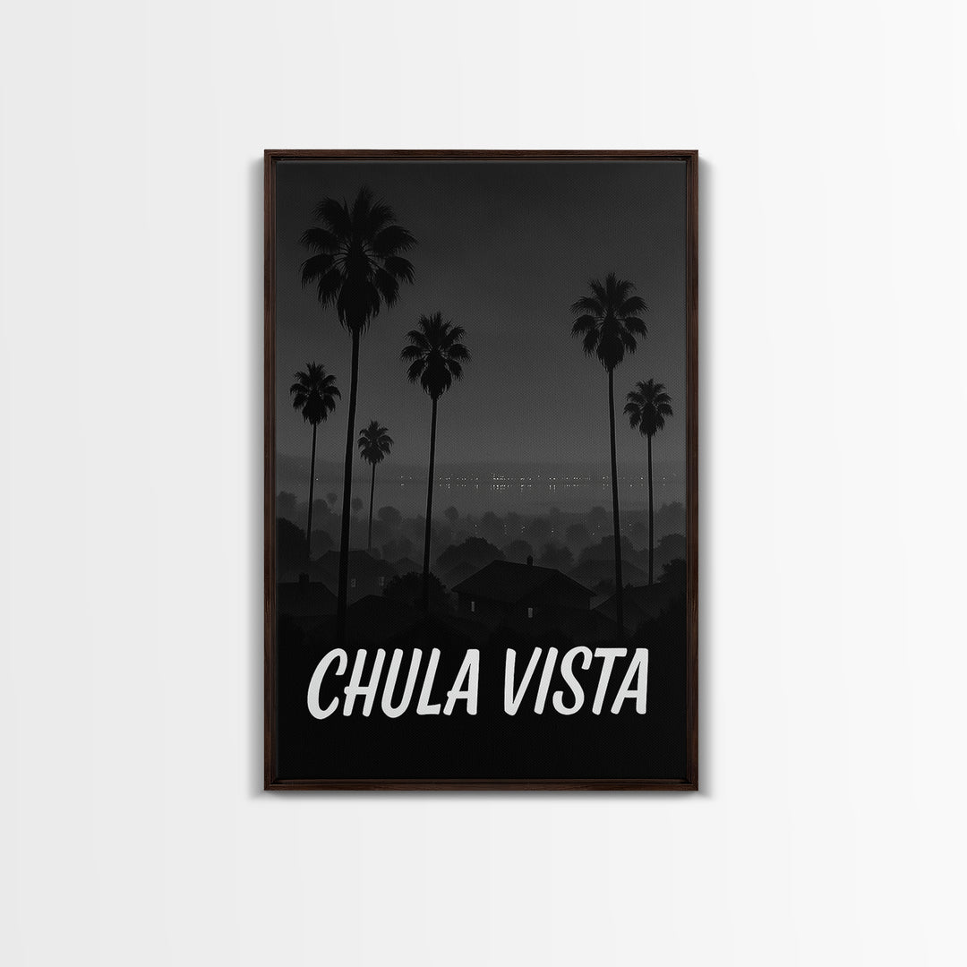 Chula Vista California Travel Poster, Canvas Print, Night Street Poster Art, Chula Vista City Art, Office Decor, Travel Wall Art, Print