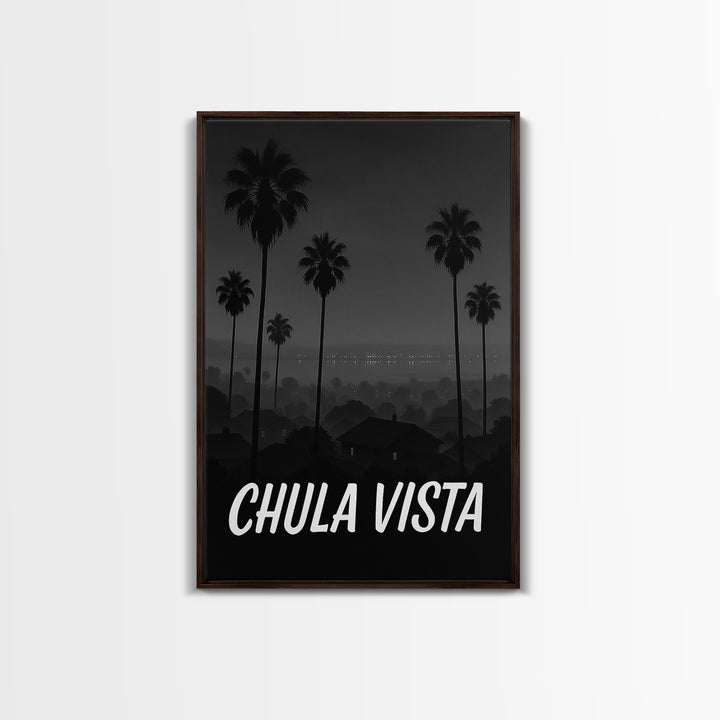 Chula Vista California Travel Poster, Canvas Print, Night Street Poster Art, Chula Vista City Art, Office Decor, Travel Wall Art, Print