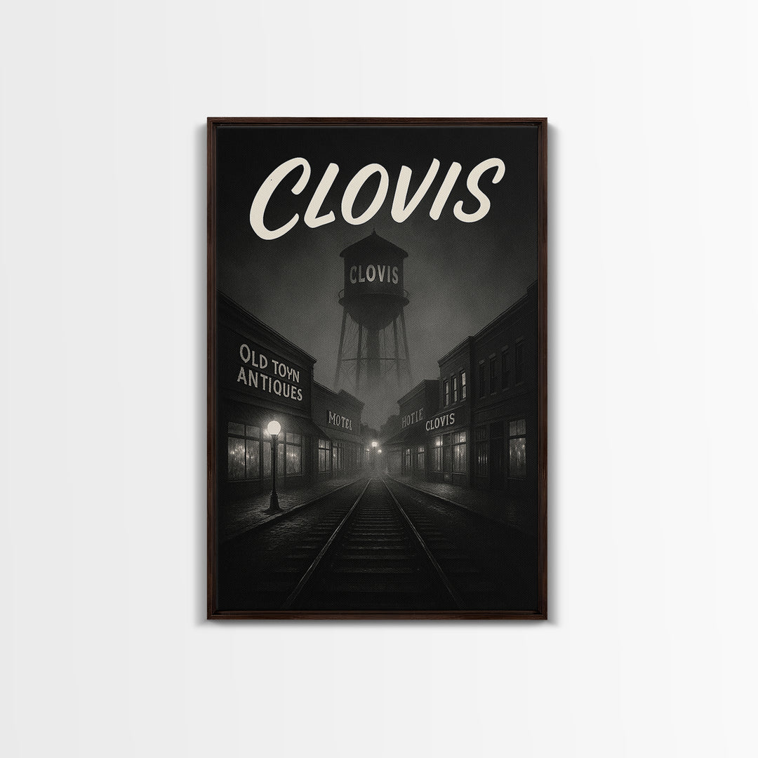 Clovis California Travel Poster, Canvas Print, Black And White Travel Art, Clovis Wall Art, Poster Art, Wall Decor, Gift For Travelers