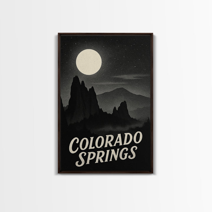 Colorado Springs Colorado Travel Poster, Canvas Print, Night Street Poster Art, Colorado Springs Art Print, Gift For Travelers, Art Print
