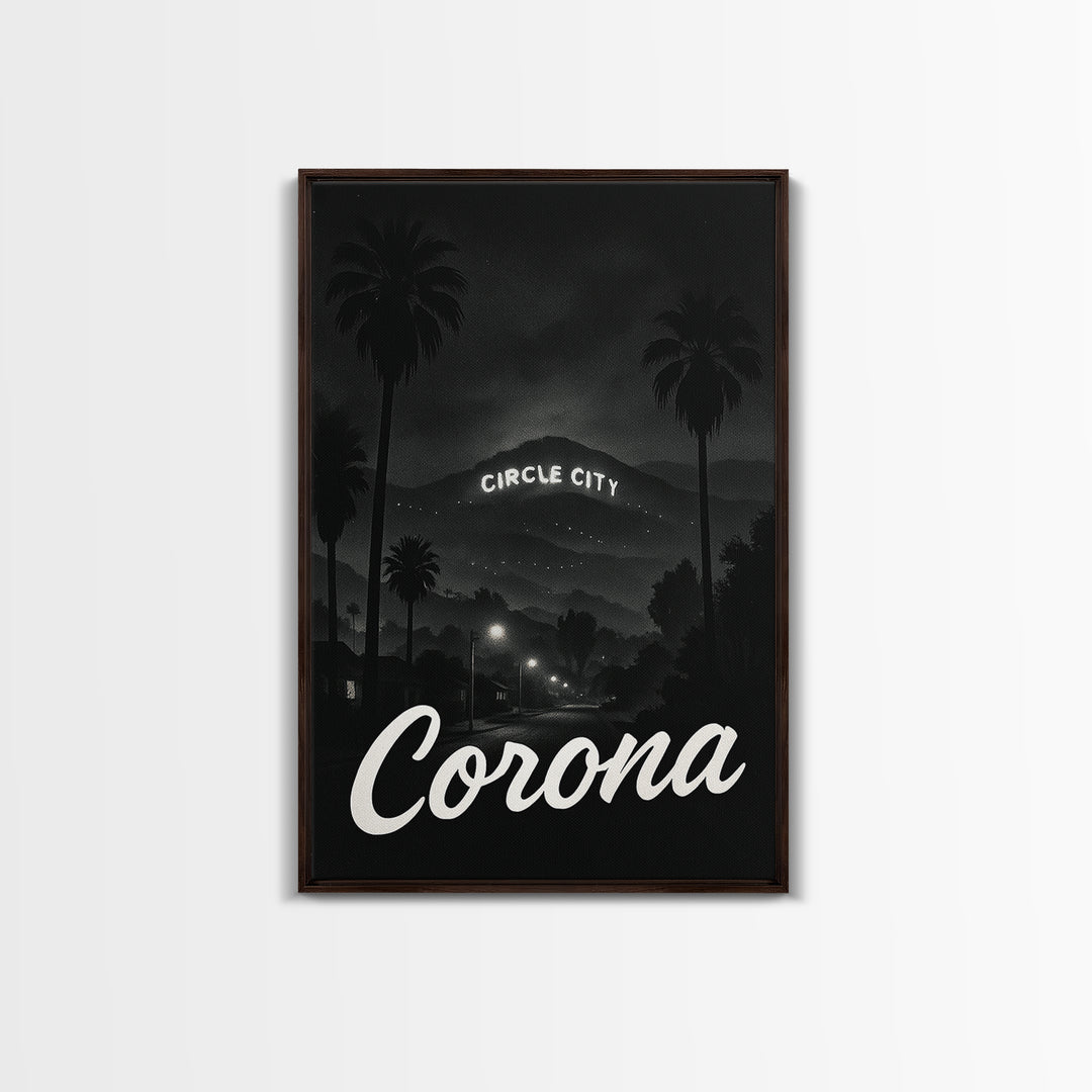 Corona California Travel Poster, Canvas Print, Dark Moody City Wall Art, Corona Poster Print, Travel Poster Set, Travel Wall Art, Home Decor