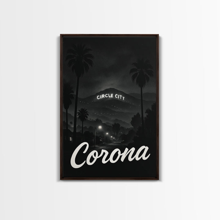 Corona California Travel Poster, Canvas Print, Dark Moody City Wall Art, Corona Poster Print, Travel Poster Set, Travel Wall Art, Home Decor