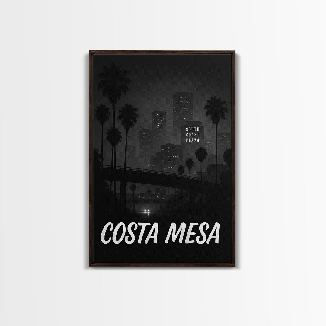 Costa Mesa California Travel Poster, Canvas Print, Vintage Noir Poster Art, Costa Mesa Art Print, Travel Wall Art, Art Print