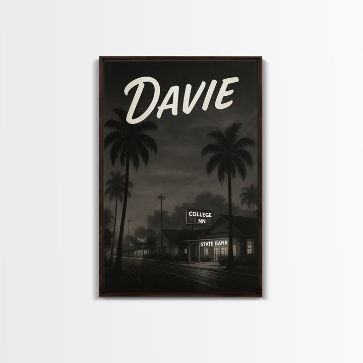 Davie Florida Travel Poster, Canvas Print, Black And White Travel Art, Davie Art Print, City Poster, Travel Wall Art, Travel Art Print