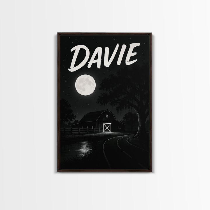 Davie Travel Poster, Canvas Print, Night Street Poster Art, Davie Poster Print, Travel Poster Art, Travel Wall Art, Wanderlust Decor
