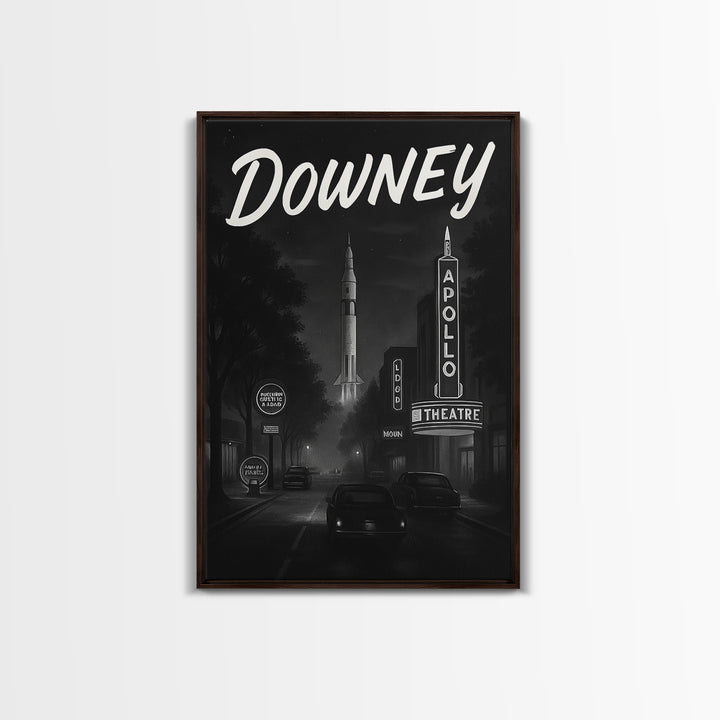 Downey California Travel Poster, Canvas Print, Black And White Travel Art, Downey Art Print, Travel Prints, City Poster, Travel Print