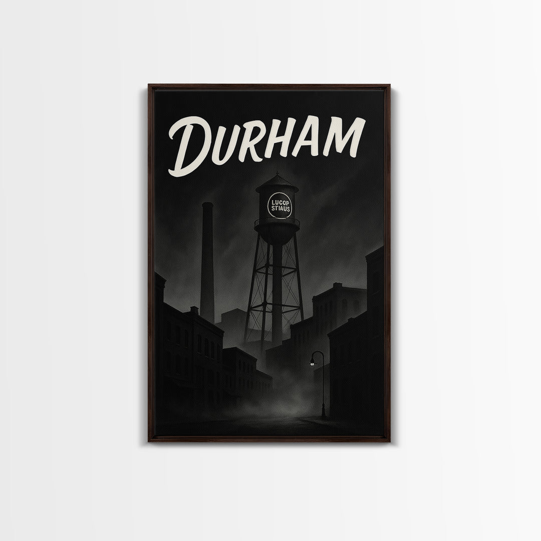 Durham North Carolina Travel Poster, Canvas Print, Night Street Poster Art, Durham City Art, City Art Print, Poster Art, Vintage City Art