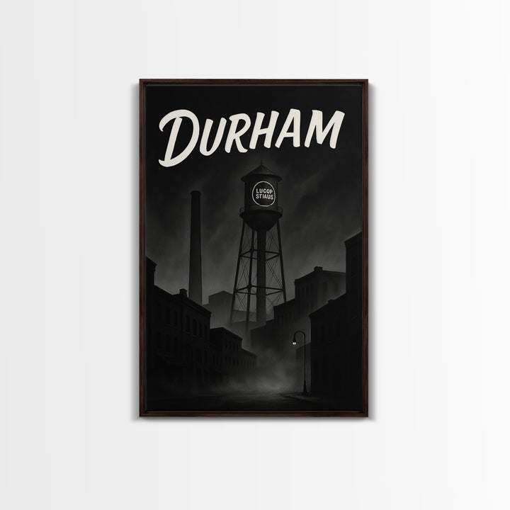 Durham North Carolina Travel Poster, Canvas Print, Night Street Poster Art, Durham City Art, City Art Print, Poster Art, Vintage City Art