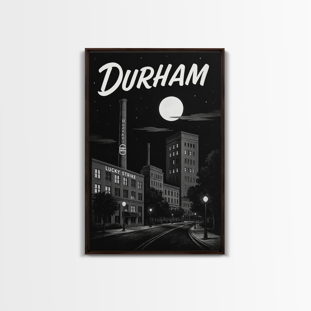Durham Travel Poster, Framed Canvas Print, Vintage Noir Poster Art, Durham Art Print, Retro Travel Print, Vintage Travel Print