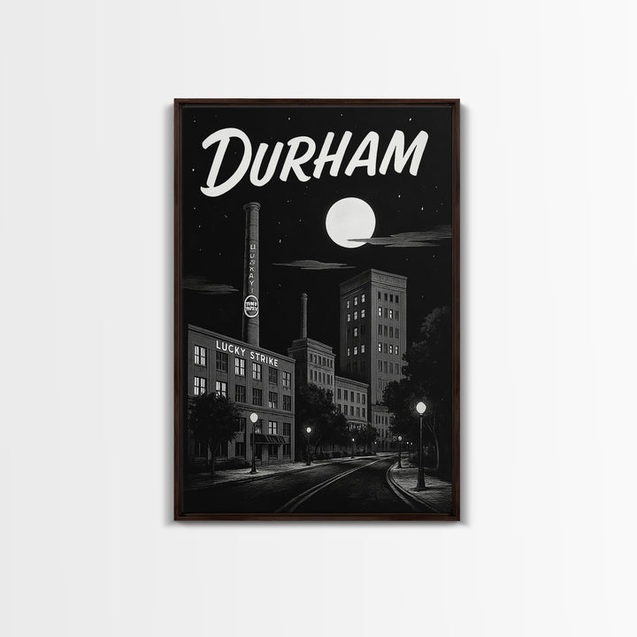 Durham Travel Poster, Framed Canvas Print, Vintage Noir Poster Art, Durham Art Print, Retro Travel Print, Vintage Travel Print