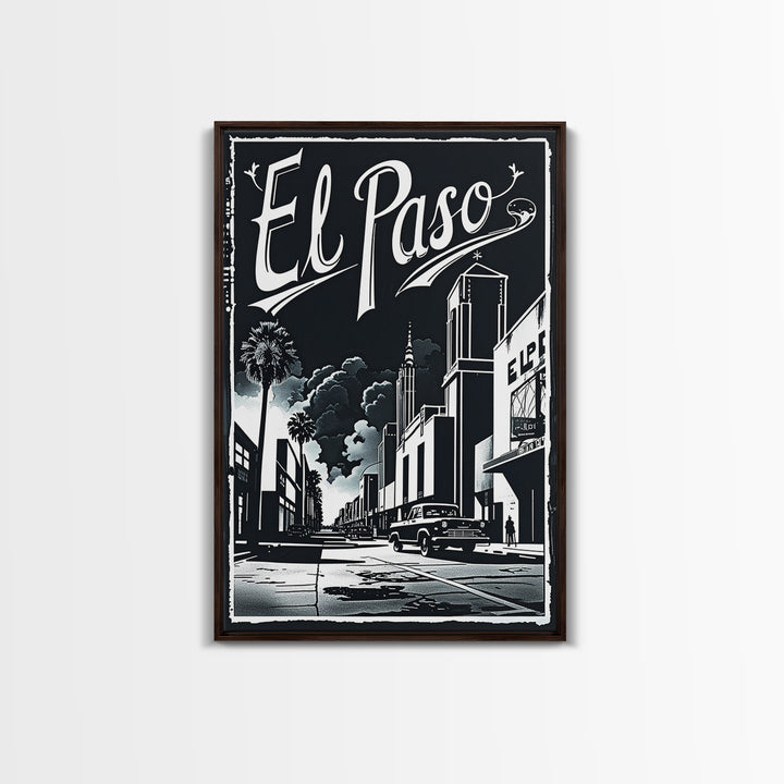 El Paso Travel Poster, Canvas Print, Night Street Poster Art, El Paso Wall Art, Fine Art Print, Vintage City Poster, City Travel Prints