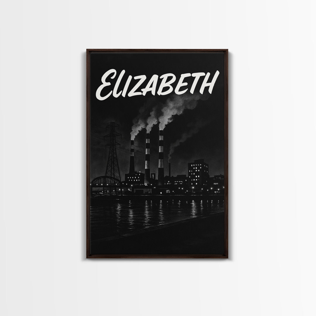 Elizabeth Travel Poster, Framed Canvas Print, Vintage Noir Poster Art, Elizabeth Art Print, Vintage City Poster, Mid Century Wall Art