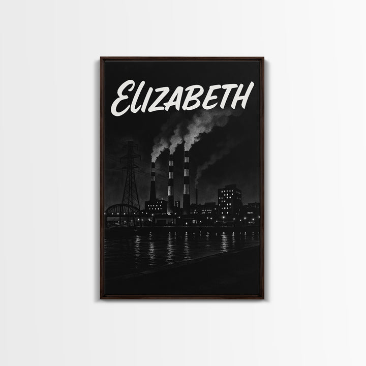 Elizabeth Travel Poster, Framed Canvas Print, Vintage Noir Poster Art, Elizabeth Art Print, Vintage City Poster, Mid Century Wall Art