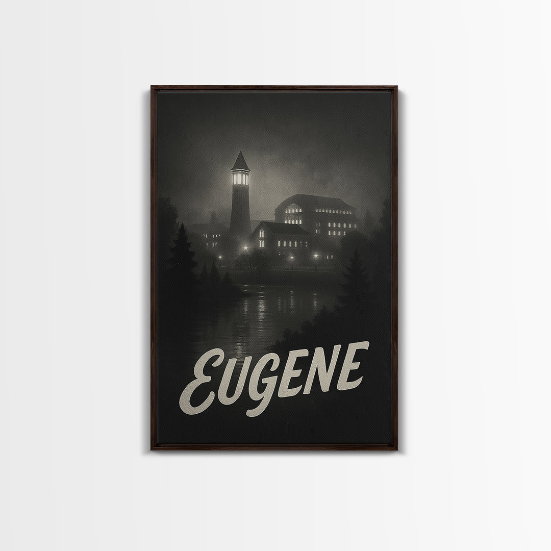 Eugene Oregon Travel Poster, Canvas Print, Black And White Travel Art, Eugene Travel Art, City Art Print, Gift For Travelers, Poster Art