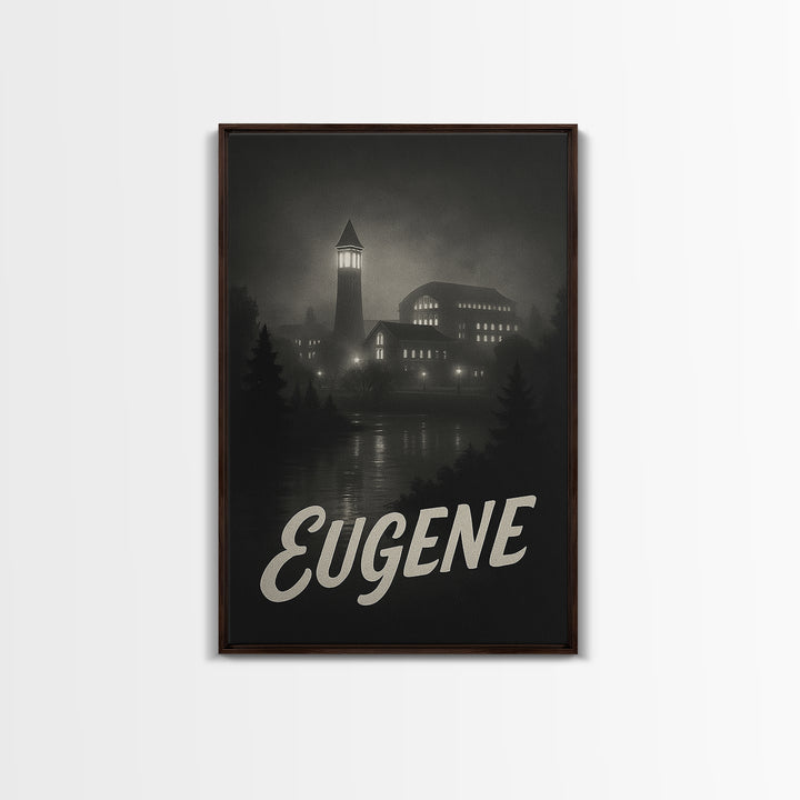 Eugene Oregon Travel Poster, Canvas Print, Black And White Travel Art, Eugene Travel Art, City Art Print, Gift For Travelers, Poster Art