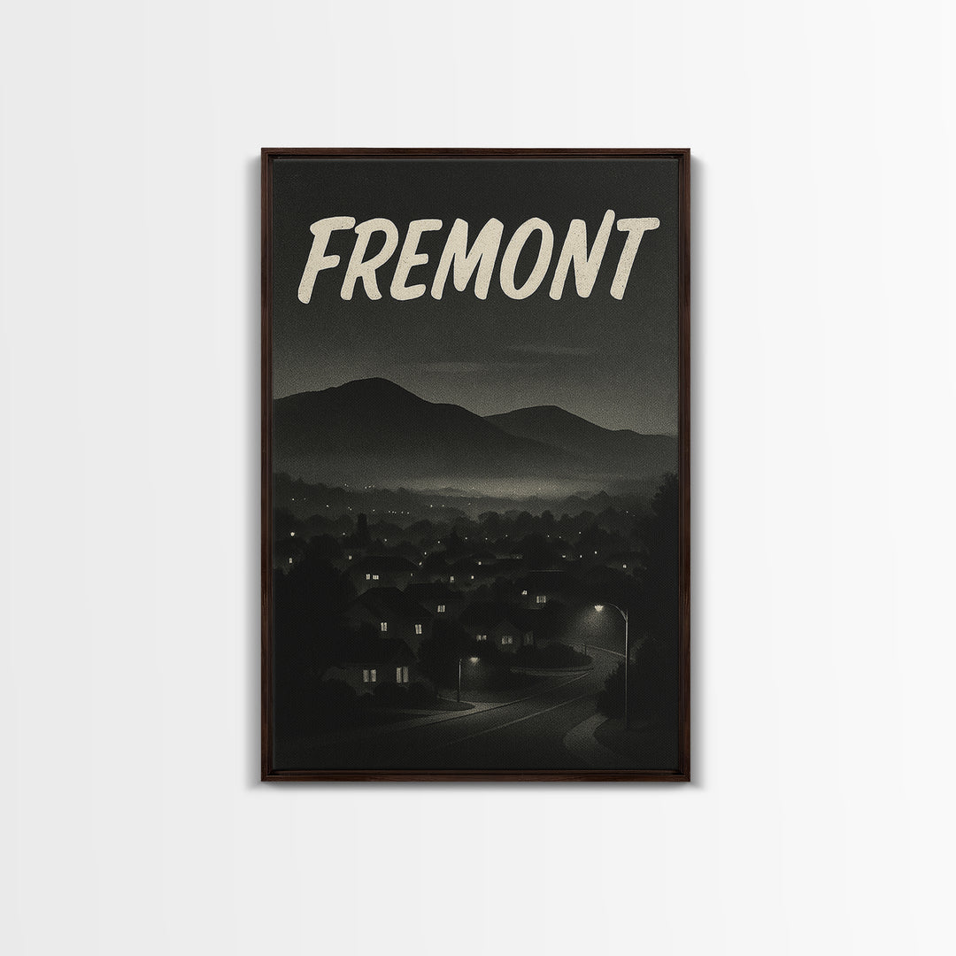 Fremont California Travel Poster, Canvas Print, Black And White Travel Art, Fremont Art Print, Office Decor, Travel Wall Art