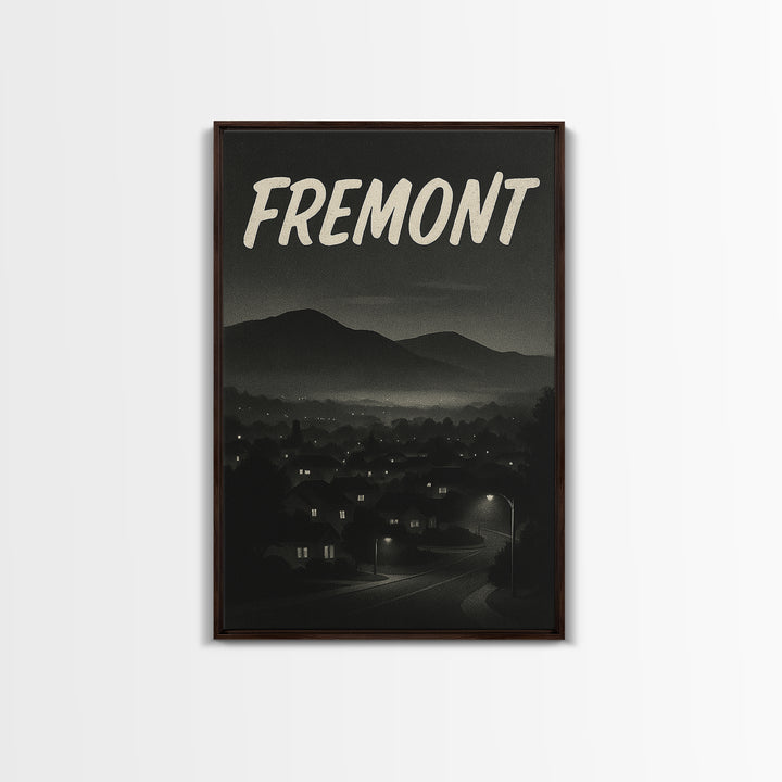 Fremont California Travel Poster, Canvas Print, Black And White Travel Art, Fremont Art Print, Office Decor, Travel Wall Art