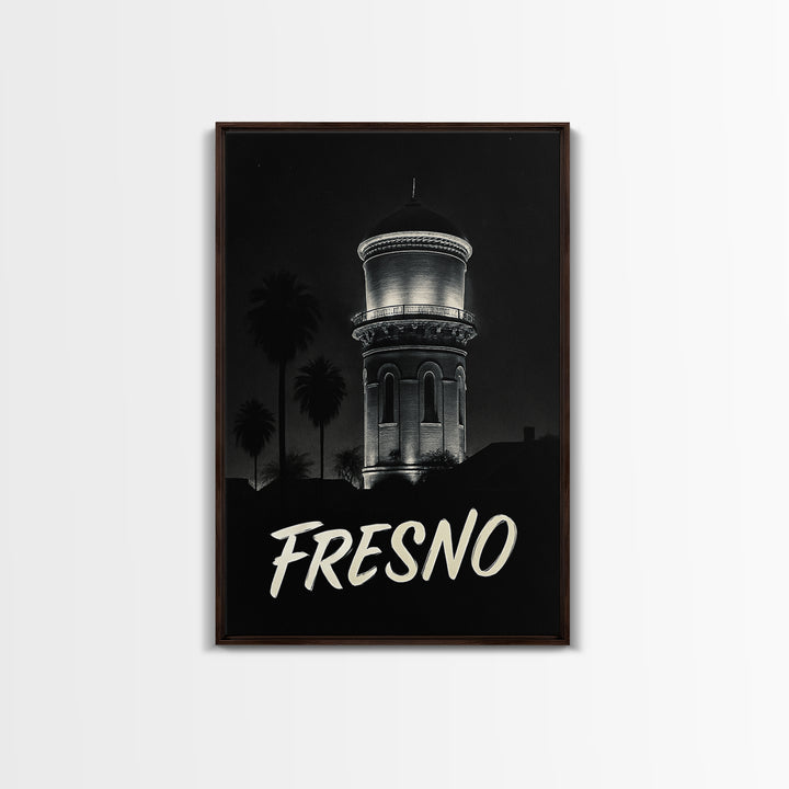 Fresno California Travel Poster, Canvas Print, Vintage Noir Poster Art, Fresno City Art, Vintage Travel Art, Fine Art Print, Wall Art