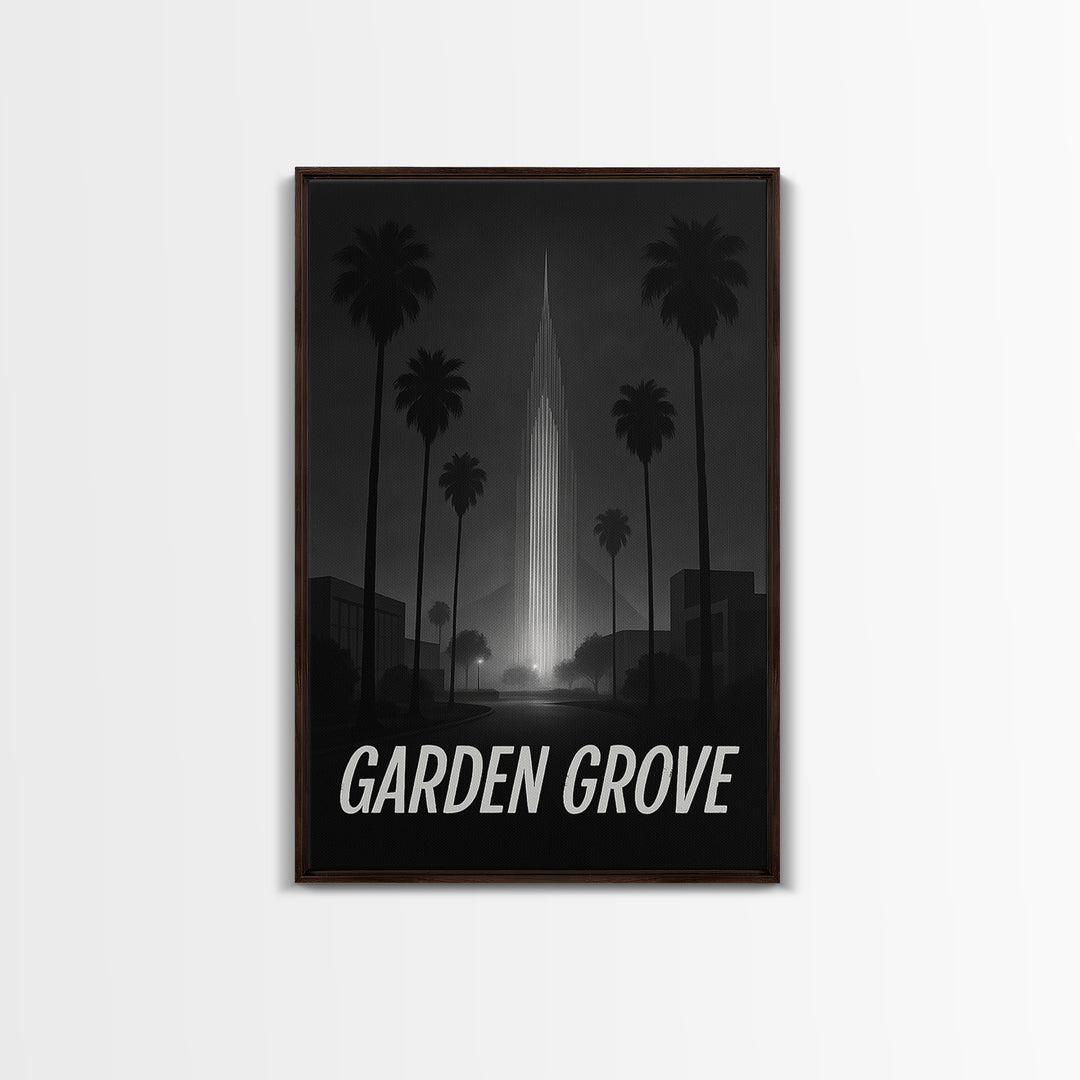 Garden Grove California Travel Poster, Canvas Print, Black And White Travel Art, Garden Grove Travel Art, Eclectic Wall Decor, Poster Art