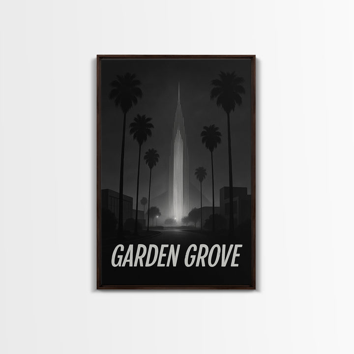 Garden Grove California Travel Poster, Canvas Print, Black And White Travel Art, Garden Grove Travel Art, Eclectic Wall Decor, Poster Art