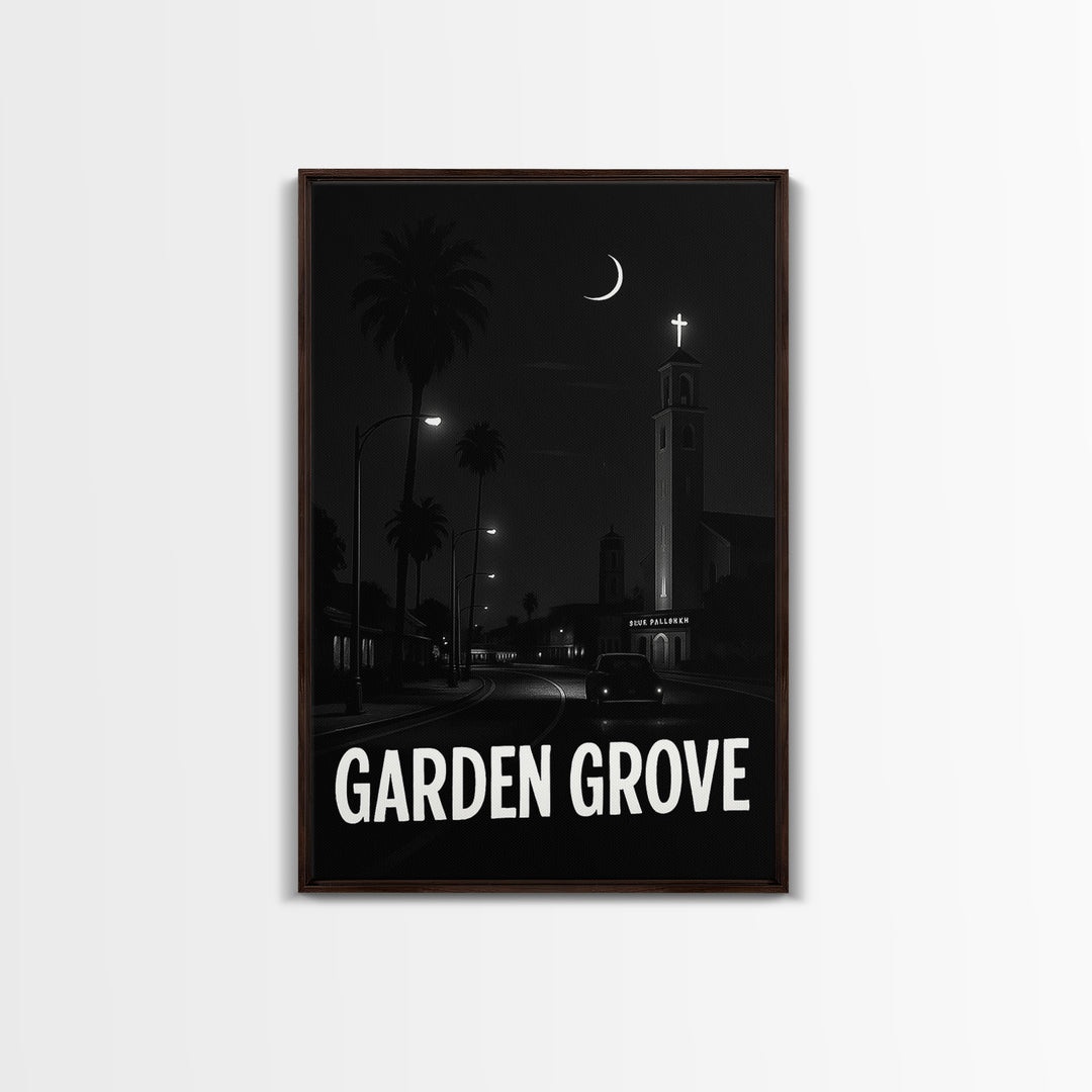 Garden Grove Travel Poster, Canvas Print, Vintage Noir Poster Art, Garden Grove Travel Art, Travel Art Print, Travel Poster Set