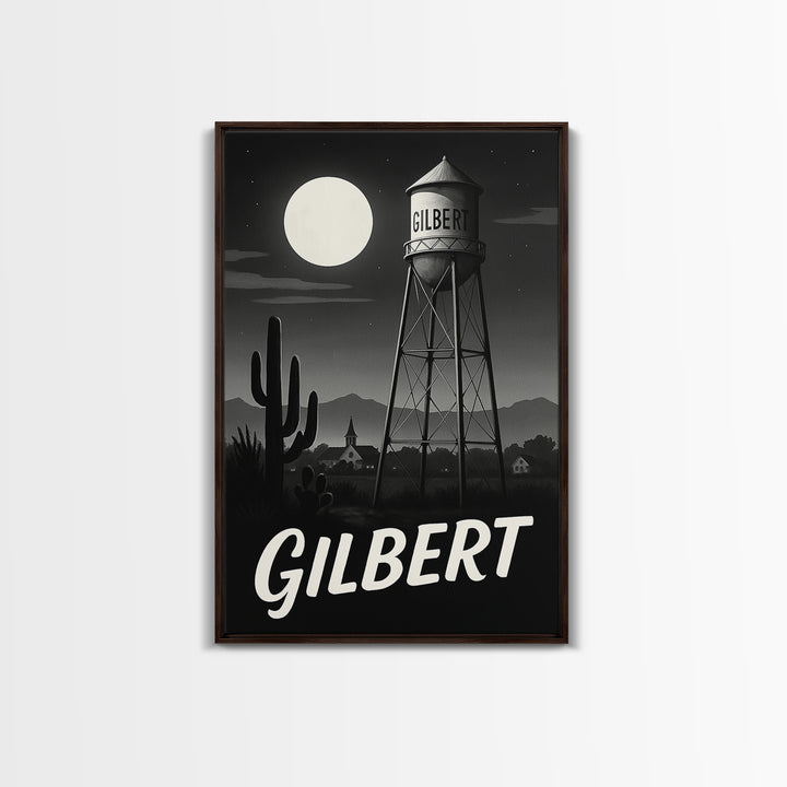 Gilbert Travel Poster, Canvas Print, Night Street Poster Art, Gilbert Travel Art, Eclectic Wall Decor, Fine Art Print, Wanderlust Decor