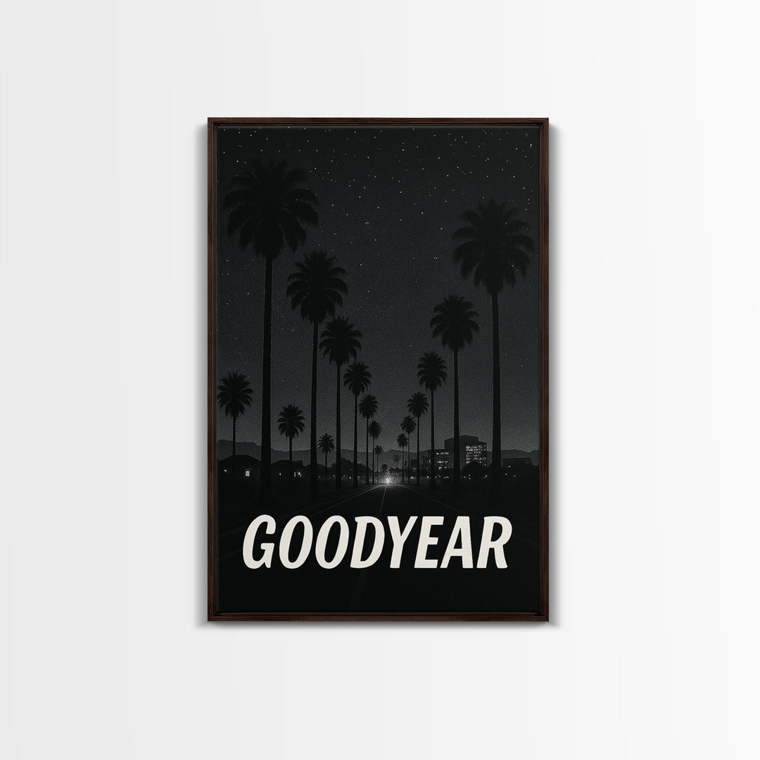 Goodyear Arizona Travel Poster, Canvas Print, Black And White Travel Art, Goodyear Art Print, Watercolor Downtown Skyline, City Illustration