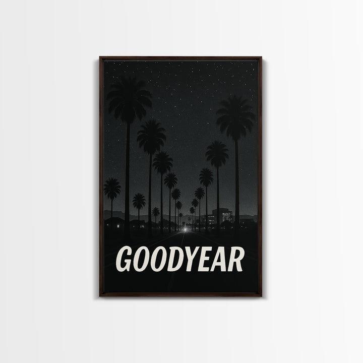Goodyear Arizona Travel Poster, Canvas Print, Black And White Travel Art, Goodyear Art Print, Watercolor Downtown Skyline, City Illustration