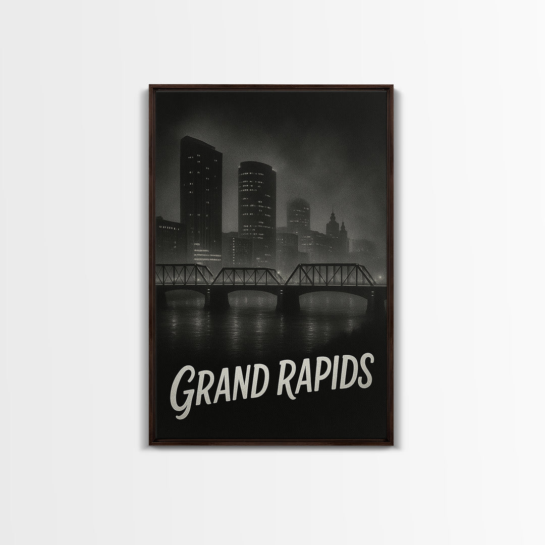 Grand Prairie Travel Poster, Canvas Print, Night Street Poster Art, Grand Prairie Travel Art, Eclectic Wall Decor, Home Office Decor