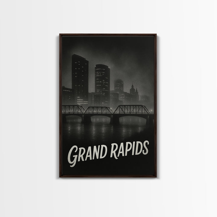Grand Prairie Travel Poster, Canvas Print, Night Street Poster Art, Grand Prairie Travel Art, Eclectic Wall Decor, Home Office Decor