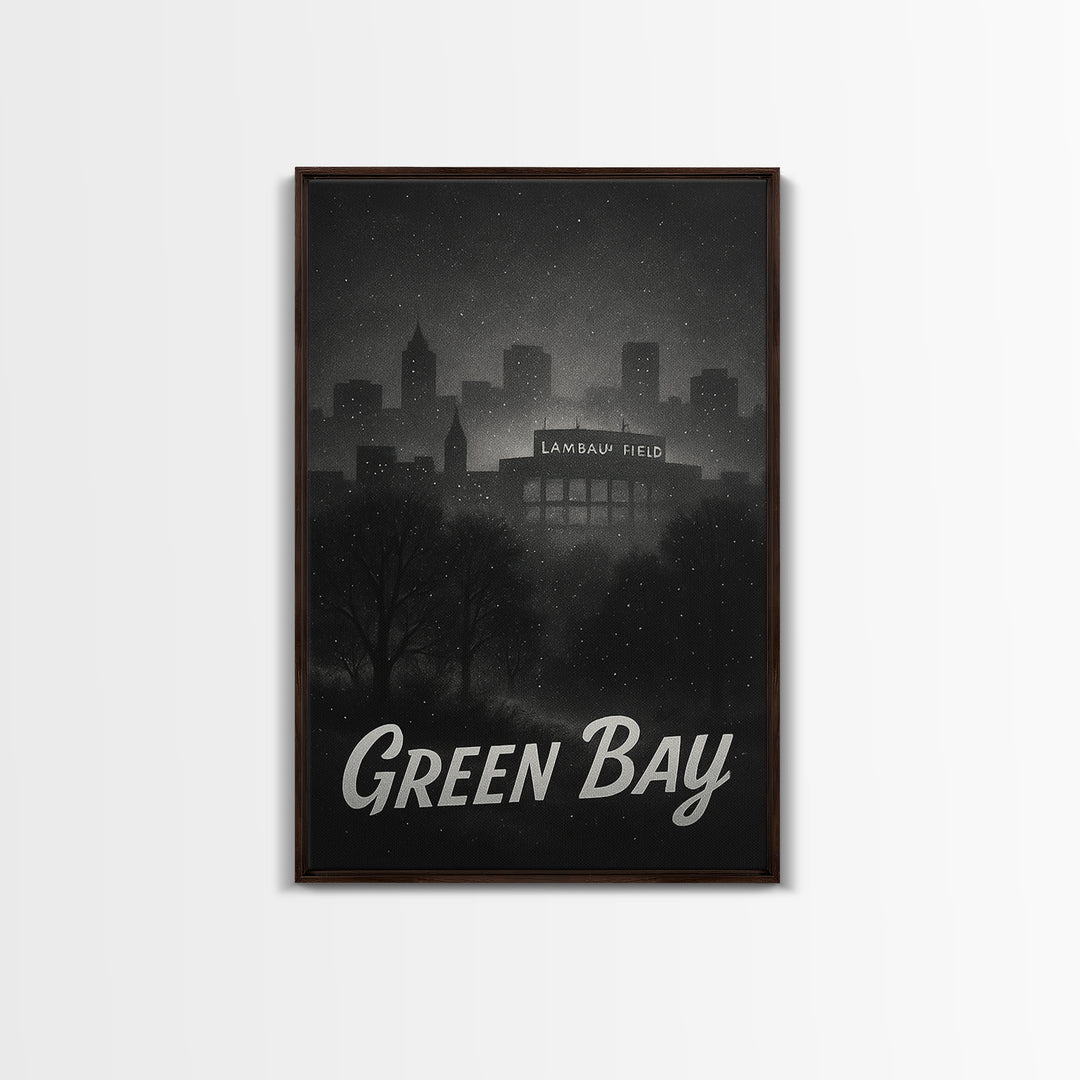 Green Bay Wisconsin Travel Poster, Canvas Print, Vintage Noir Poster Art, Green Bay Poster Print, Vintage City Poster, Vintage City Art