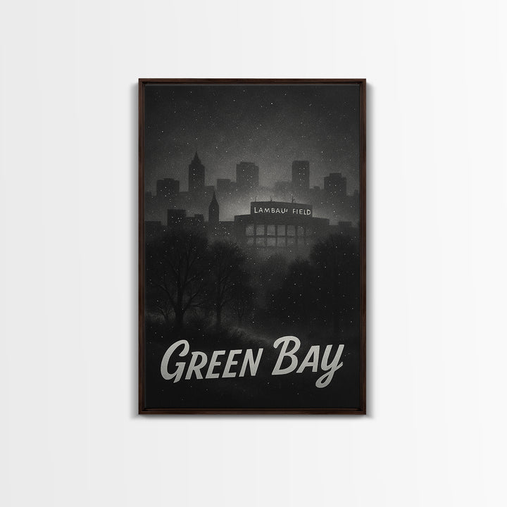 Green Bay Wisconsin Travel Poster, Canvas Print, Vintage Noir Poster Art, Green Bay Poster Print, Vintage City Poster, Vintage City Art