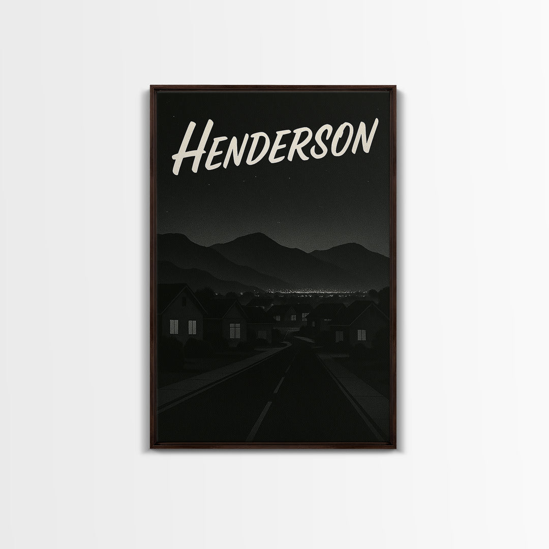 Henderson Nevada Travel Poster, Canvas Print, Black And White Travel Art, Henderson City Art, City Travel Prints, Watercolor Cityscape