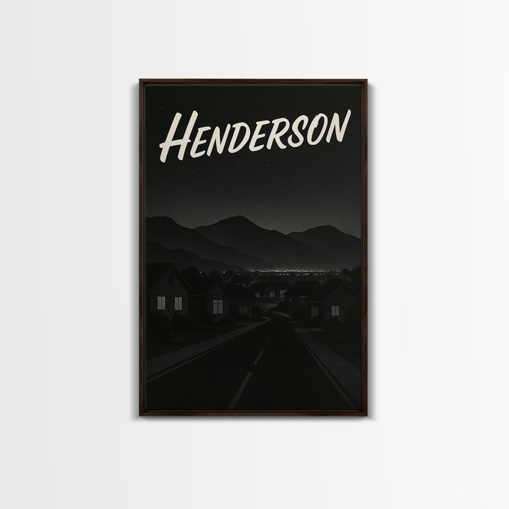 Henderson Nevada Travel Poster, Canvas Print, Black And White Travel Art, Henderson City Art, City Travel Prints, Watercolor Cityscape