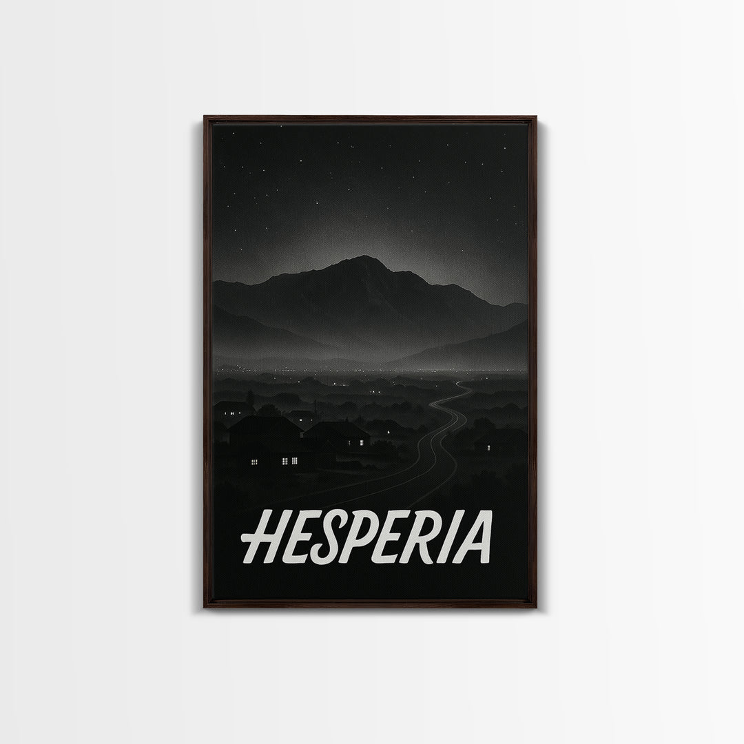 Hesperia California Travel Poster, Canvas Print, Vintage Noir Poster Art, Hesperia Art Print, Travel Art, Travel Wall Art, Wall Art