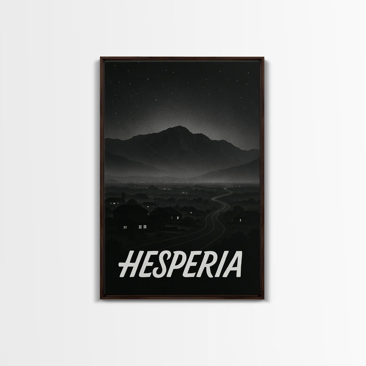 Hesperia California Travel Poster, Canvas Print, Vintage Noir Poster Art, Hesperia Art Print, Travel Art, Travel Wall Art, Wall Art