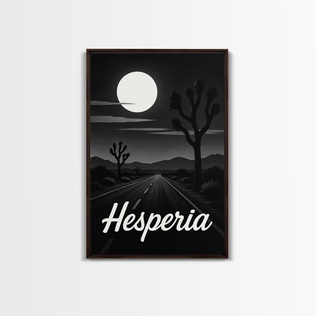 Hesperia Travel Poster, Framed Canvas Print, Vintage Noir Poster Art, Hesperia Poster Print, Travel Poster Set, Vintage City Art
