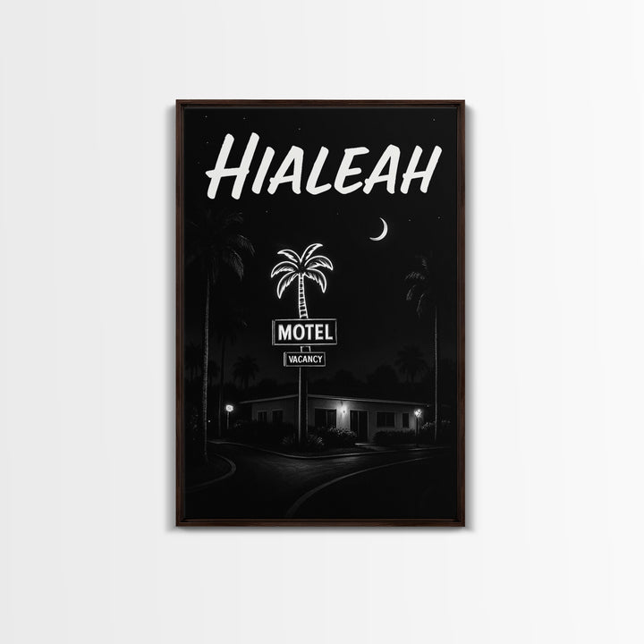 Hialeah Travel Poster, Framed Canvas Print, Vintage Noir Poster Art, Hialeah Art Print, Mid Century Wall Art, Vintage Travel Art